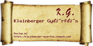Kleinberger Gyárfás névjegykártya